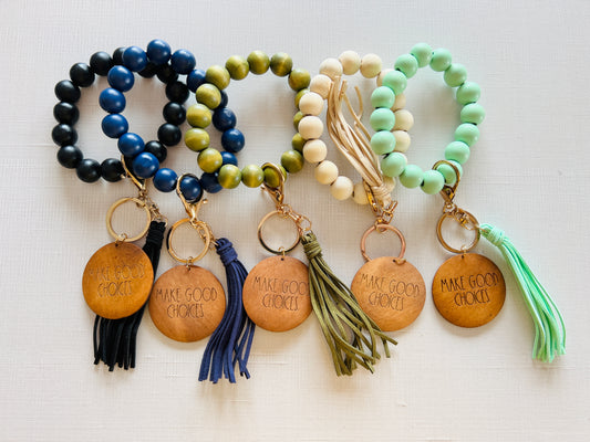 Make Good Choices Engraved Beaded Keychains